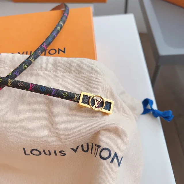 Louis Vuitton Multicolor Monogram Belt Black Print Thin Woven Construction Leather Belt 2