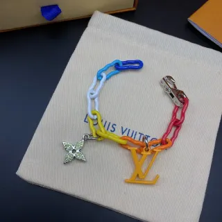 Louis Vuitton Multicolor Resin Chain LV Monogram Flower Charm Bracelet