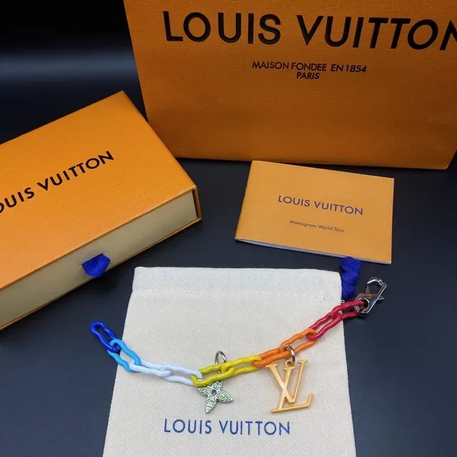Louis Vuitton Multicolor Resin Chain LV Monogram Flower Charm Bracelet 6