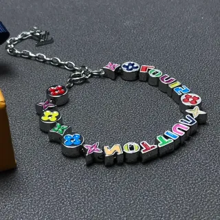 Louis Vuitton Multicolor Silver Enameled Charms Letter-Bead Spelling Bracelet