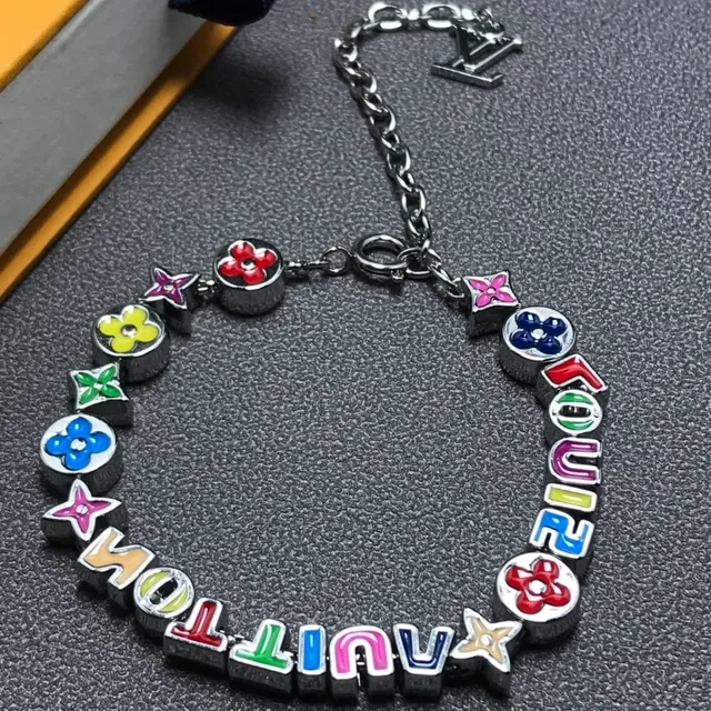 Louis Vuitton Multicolor Silver Enameled Charms Letter-Bead Spelling Bracelet 3