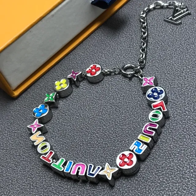 Louis Vuitton Multicolor Silver Enameled Charms Letter-Bead Spelling Bracelet 4