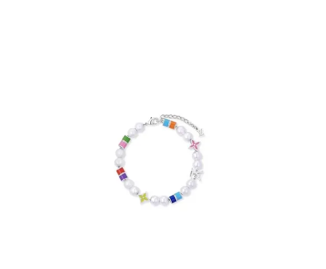 Louis Vuitton Multicolor White Pearl-Strand Enamel-Charm Necklace 3