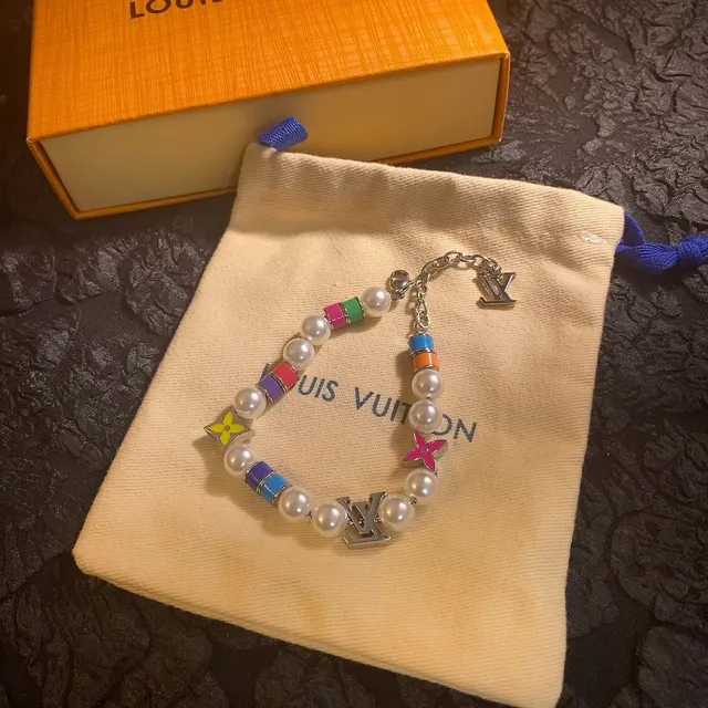 Louis Vuitton Multicolor White Pearl-Strand Enamel-Charm Necklace 6