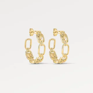 Louis Vuitton MY LV CHAIN Gold-Tone Monogram Chain Hoop Earrings