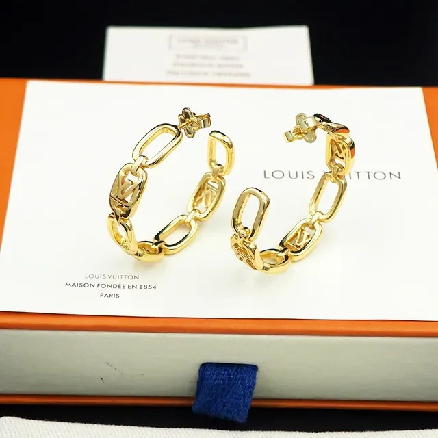 Louis Vuitton MY LV CHAIN Gold-Tone Monogram Chain Hoop Earrings 2