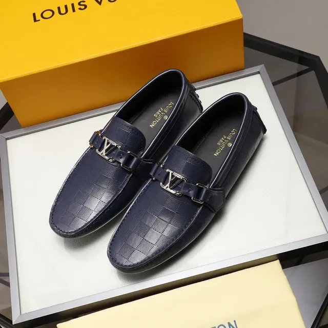 Loafer Louis Vuitton Couro Matelassé Navy Silver Fivela Metal LV Buckle Alça 8