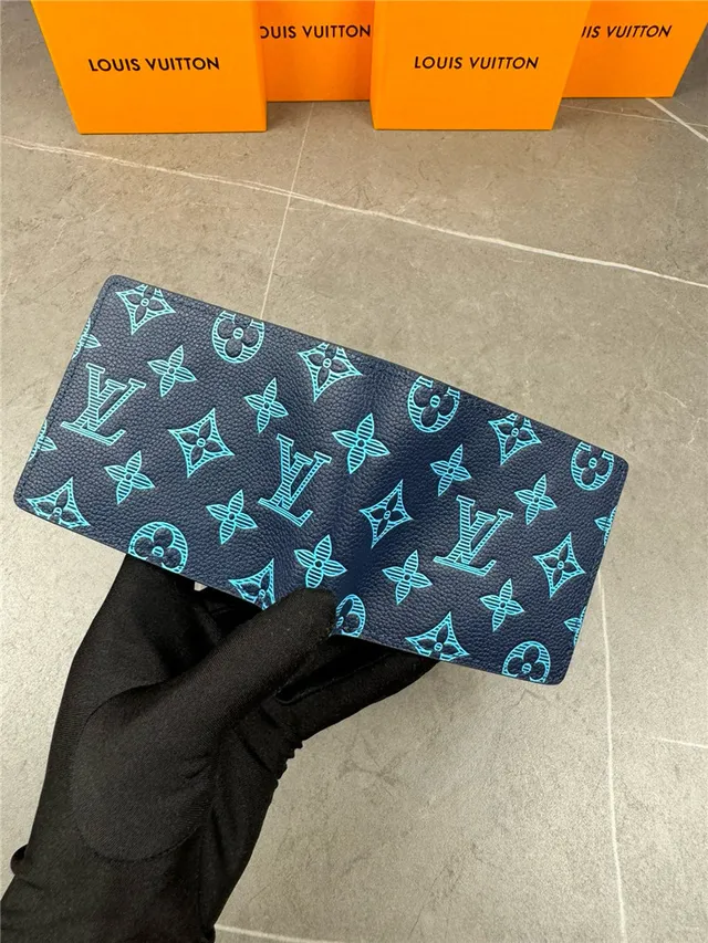 Louis Vuitton Navy White Embossed Monogram Bifold Construction Short Wallet 6