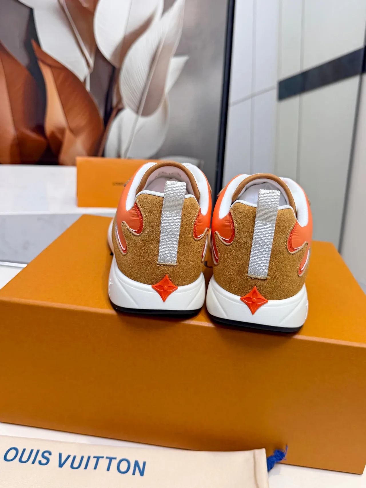 Louis Vuitton Orange and Tan Monogram Lifestyle Sneakers 3