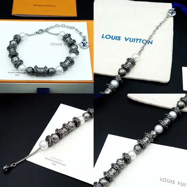 Louis Vuitton Pearl and Engraved Bead Bracelet 2