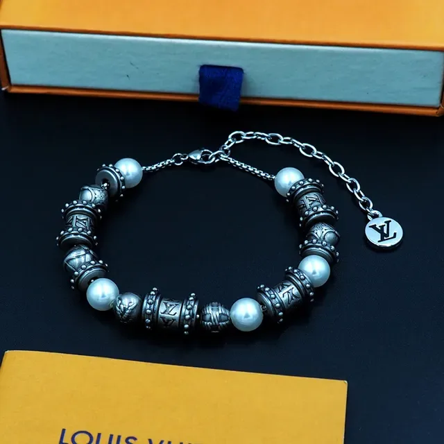 Louis Vuitton Pearl and Engraved Bead Bracelet 4