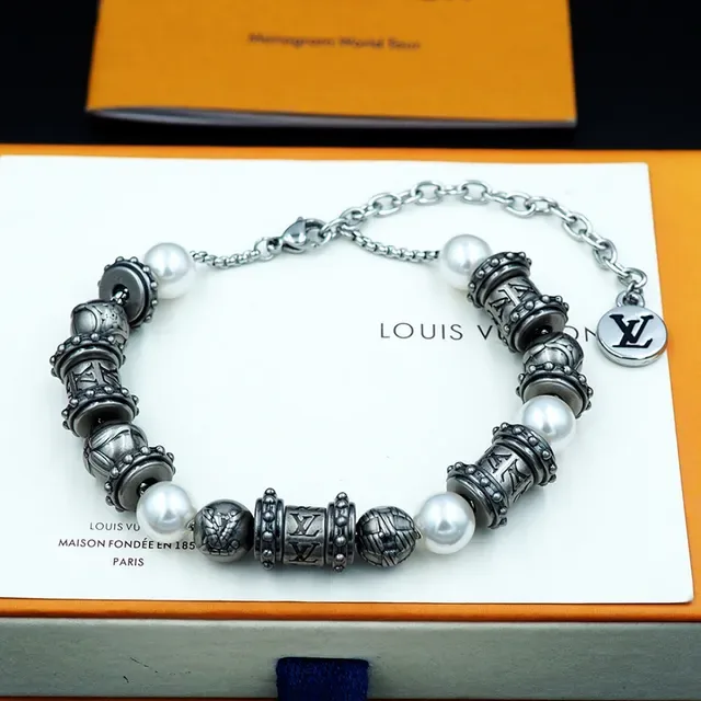 Louis Vuitton Pearl and Engraved Bead Bracelet 5