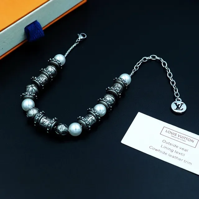 Louis Vuitton Pearl and Engraved Bead Bracelet 6