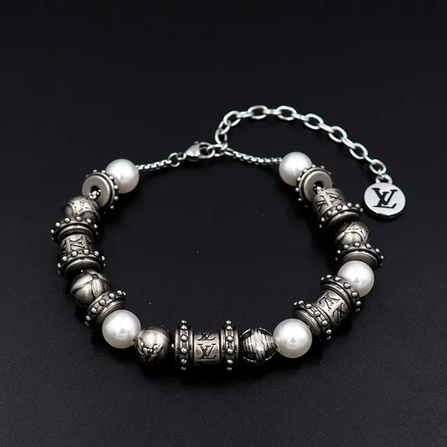 Louis Vuitton Pearl and Engraved Bead Bracelet 9