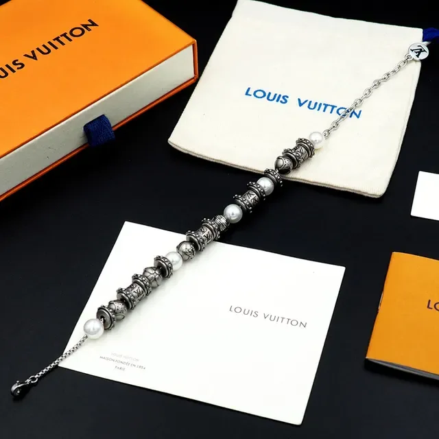 Louis Vuitton Pearl and Engraved Bead Bracelet 12