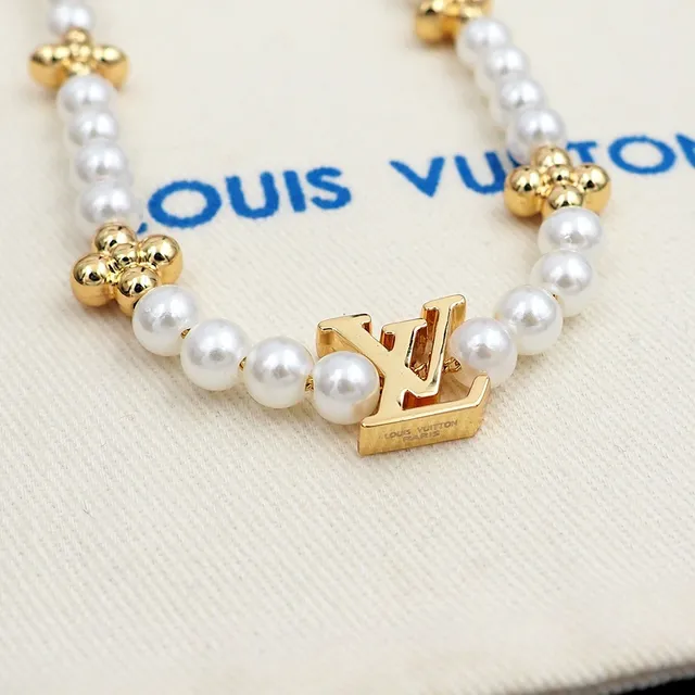 Louis Vuitton Pearl and Gold-Tone Floral Monogram Necklace 4