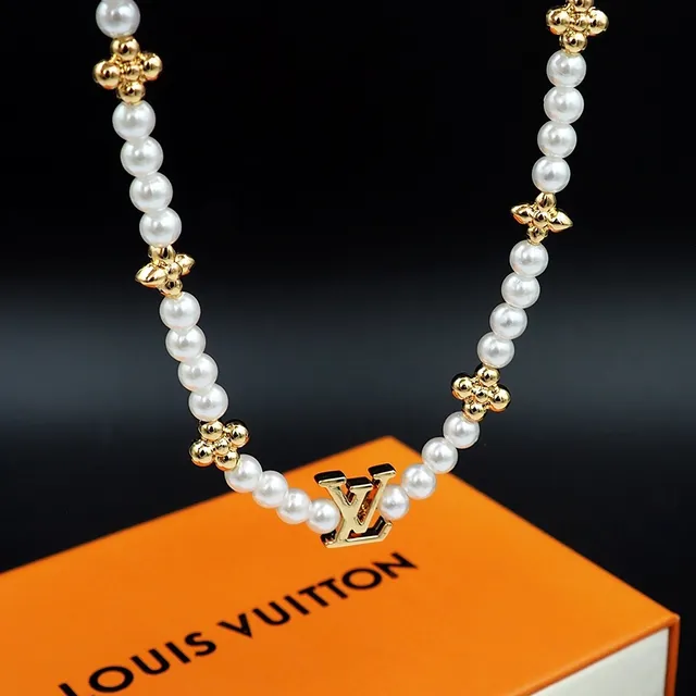 Louis Vuitton Pearl and Gold-Tone Floral Monogram Necklace 5