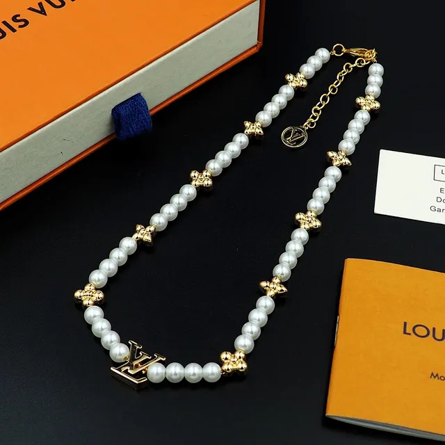 Louis Vuitton Pearl and Gold-Tone Floral Monogram Necklace 6