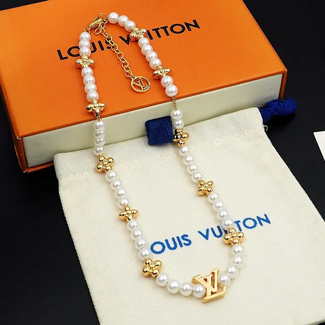 Louis Vuitton Pearl and Gold-Tone Floral Monogram Necklace 7
