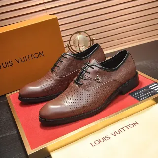 Louis Vuitton Perforated Brown Leather Oxford Shoes