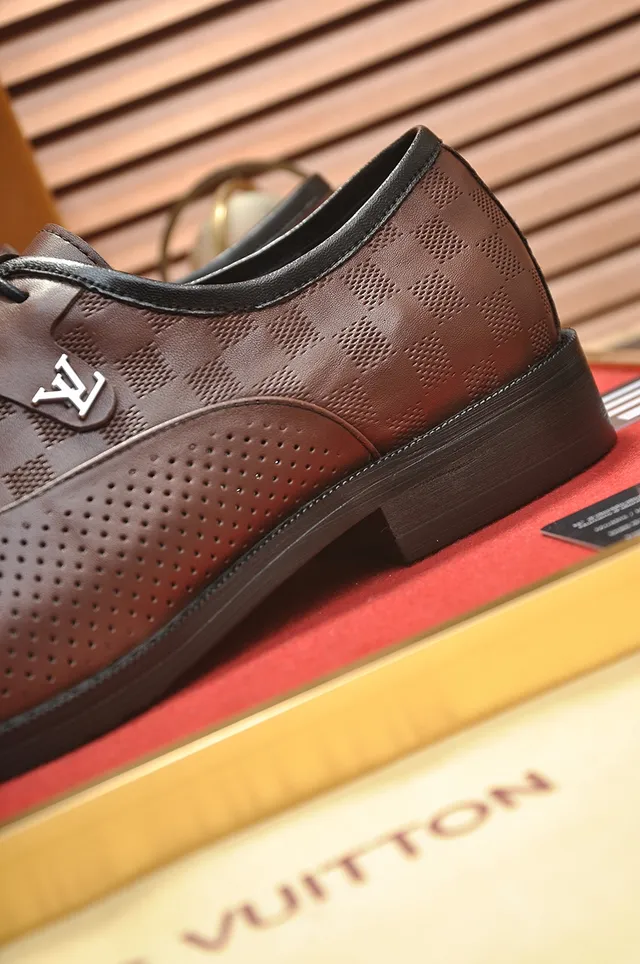Louis Vuitton Perforated Brown Leather Oxford Shoes 2