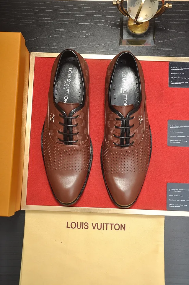 Louis Vuitton Perforated Brown Leather Oxford Shoes 5