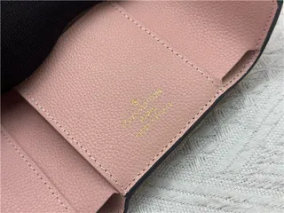 Louis Vuitton Pink White Textured Leather Monogram Print Short Wallet 2