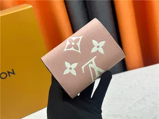 Louis Vuitton Pink White Textured Leather Monogram Print Short Wallet 9
