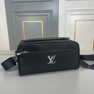 Louis Vuitton Pochette Metis Black Silver Structured Rectangular Silhouette Epi Leather Texture Messenger Bag