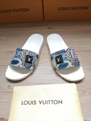 Louis Vuitton Printed Heritage Logo Slide Slippers 4
