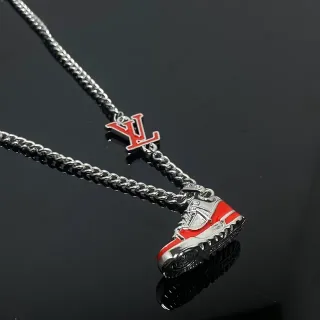 Louis Vuitton Red and Silver Sneaker Pendant Necklace