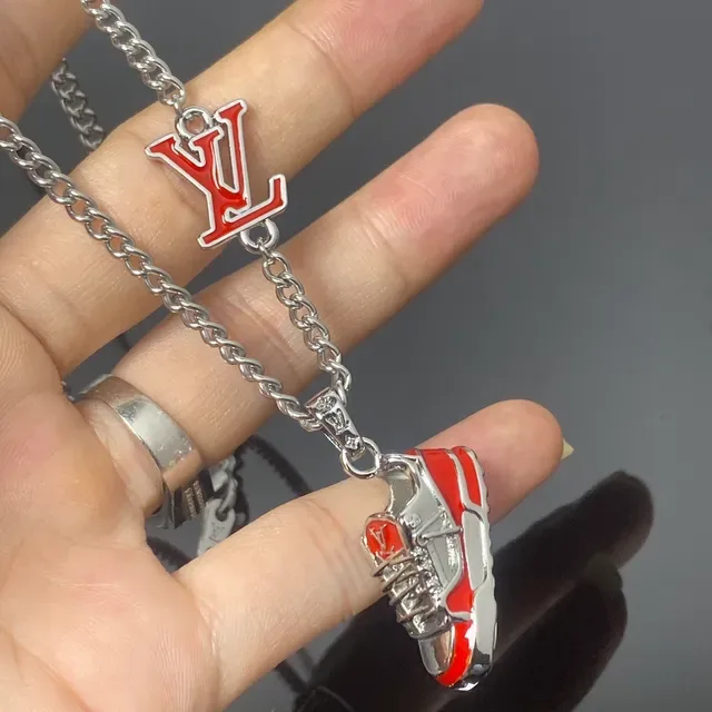 Louis Vuitton Red and Silver Sneaker Pendant Necklace 2