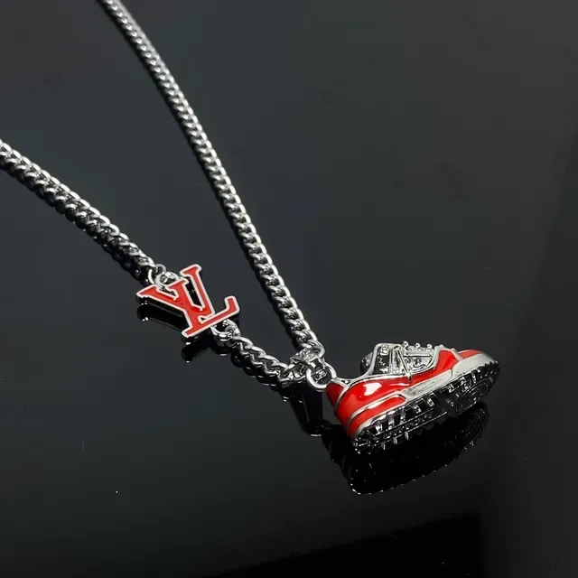 Louis Vuitton Red and Silver Sneaker Pendant Necklace 3