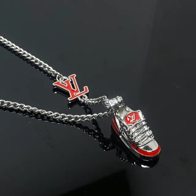 Louis Vuitton Red and Silver Sneaker Pendant Necklace 4
