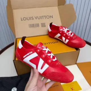 Louis Vuitton Red and White V-Panel Lifestyle Sneakers