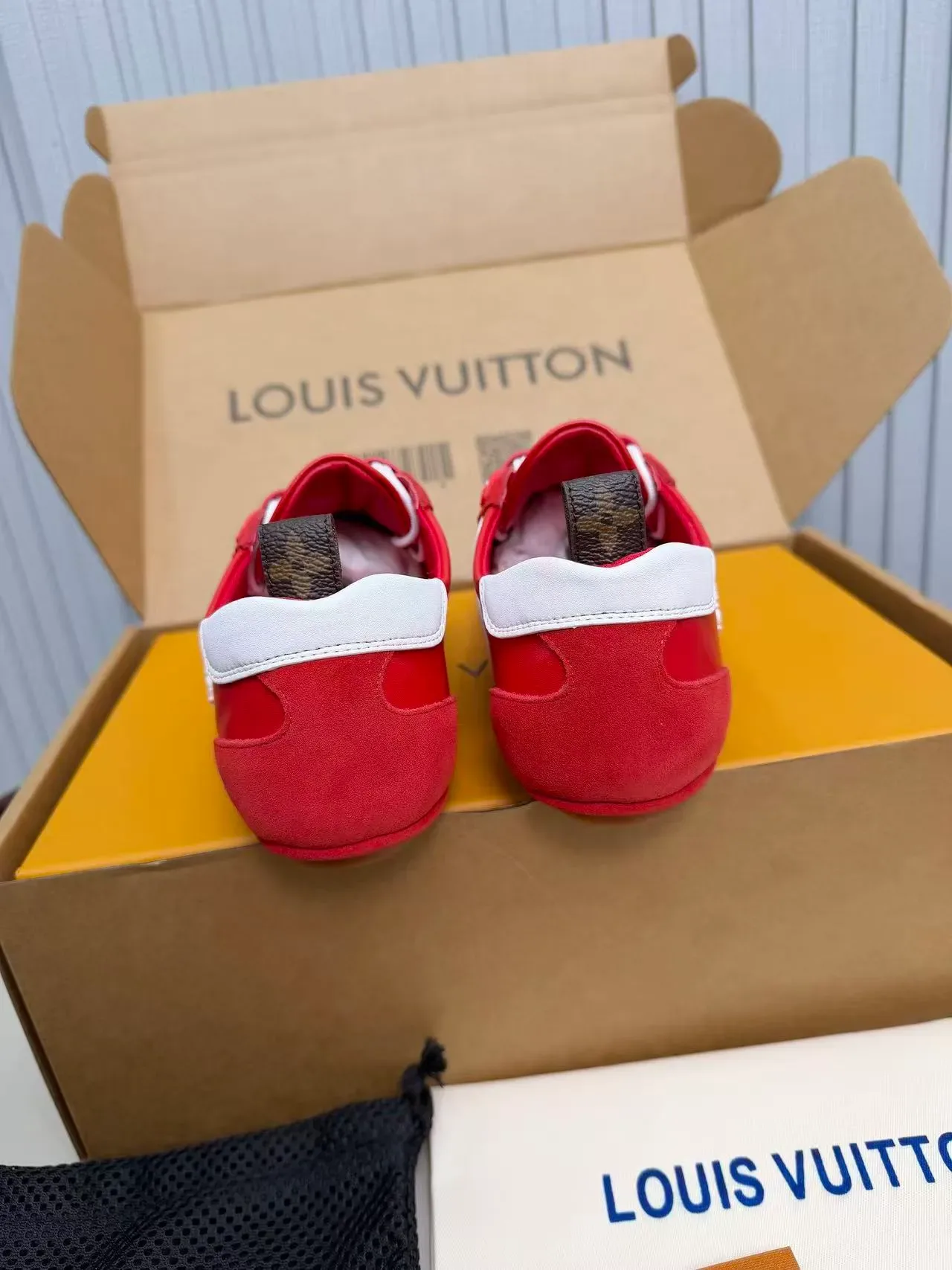 Louis Vuitton Red and White V-Panel Lifestyle Sneakers 3