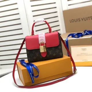 Louis Vuitton Red Brown Structured Top-Handle Monogram Canvas Tote Bag