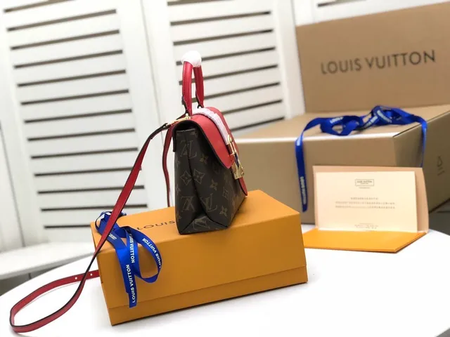 Louis Vuitton Red Brown Structured Top-Handle Monogram Canvas Tote Bag 3