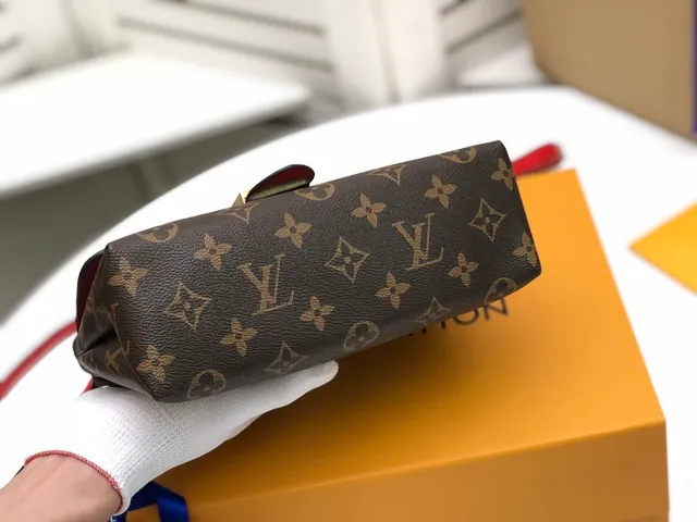 Louis Vuitton Red Brown Structured Top-Handle Monogram Canvas Tote Bag 5