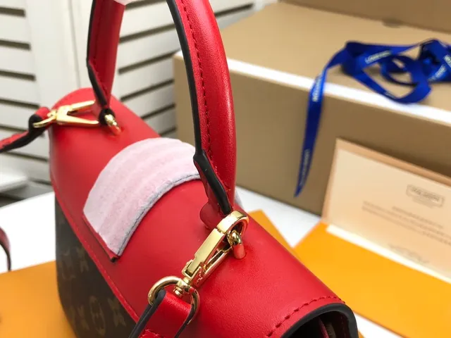 Louis Vuitton Red Brown Structured Top-Handle Monogram Canvas Tote Bag 6