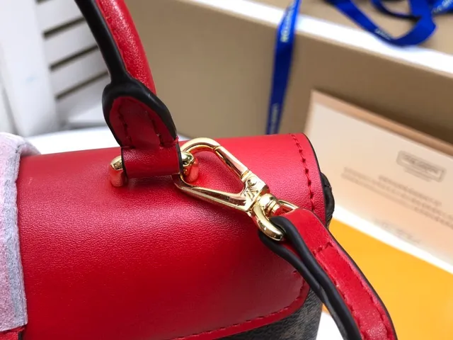 Louis Vuitton Red Brown Structured Top-Handle Monogram Canvas Tote Bag 8