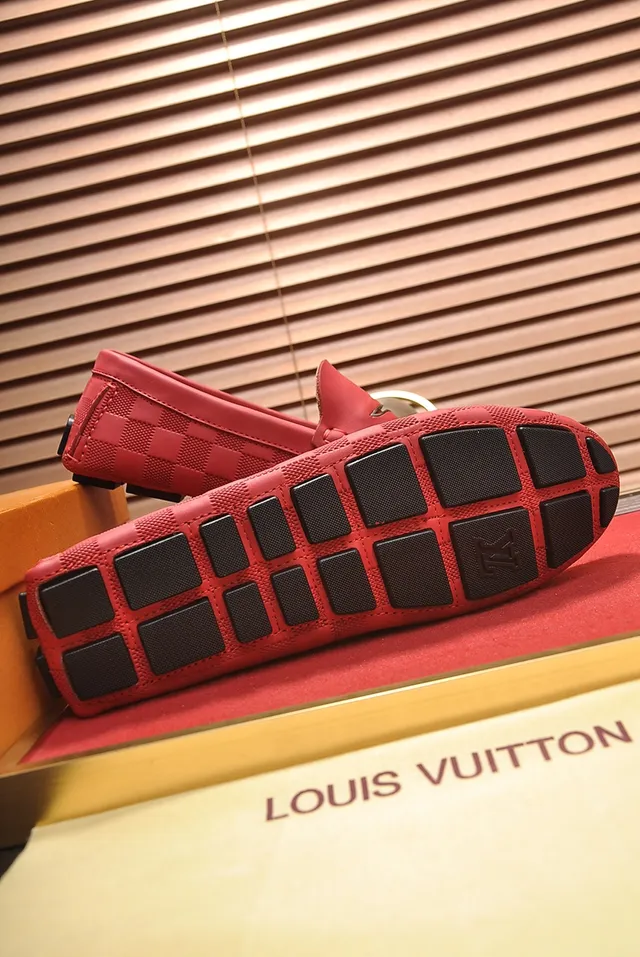 Louis Vuitton Red Damier Checkered Loafers 3