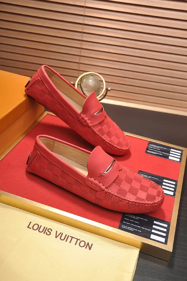 Louis Vuitton Red Damier Checkered Loafers 4