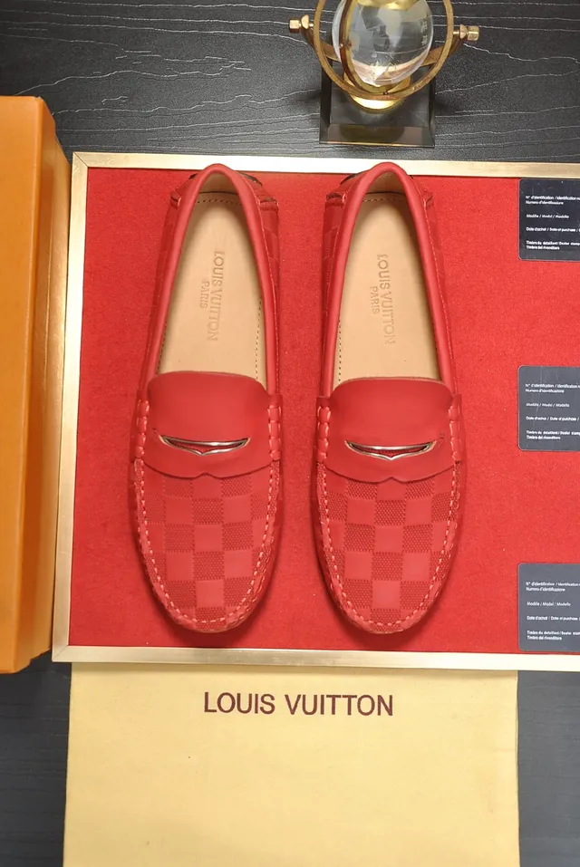 Louis Vuitton Red Damier Checkered Loafers 5