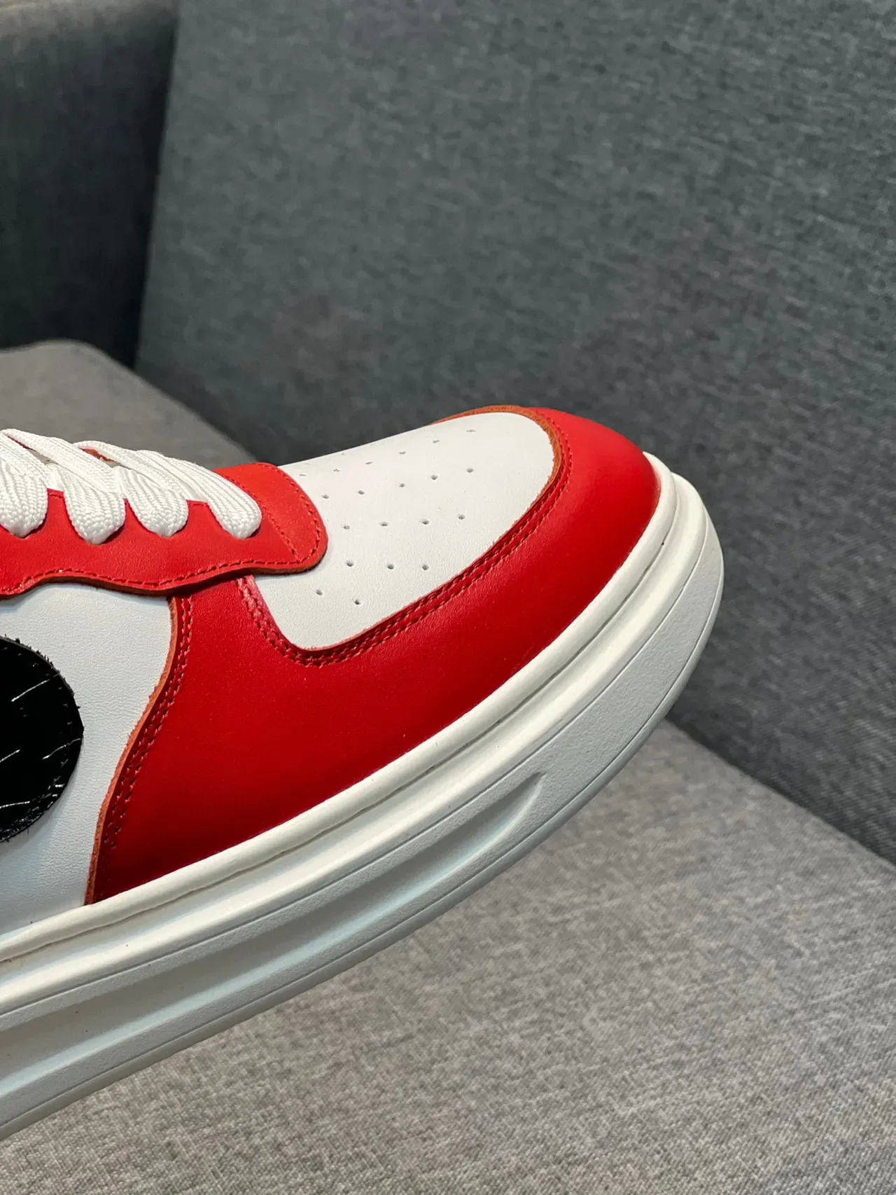 Louis Vuitton Red White Color-Blocked Upper Perforated Toebox Sneakers 3