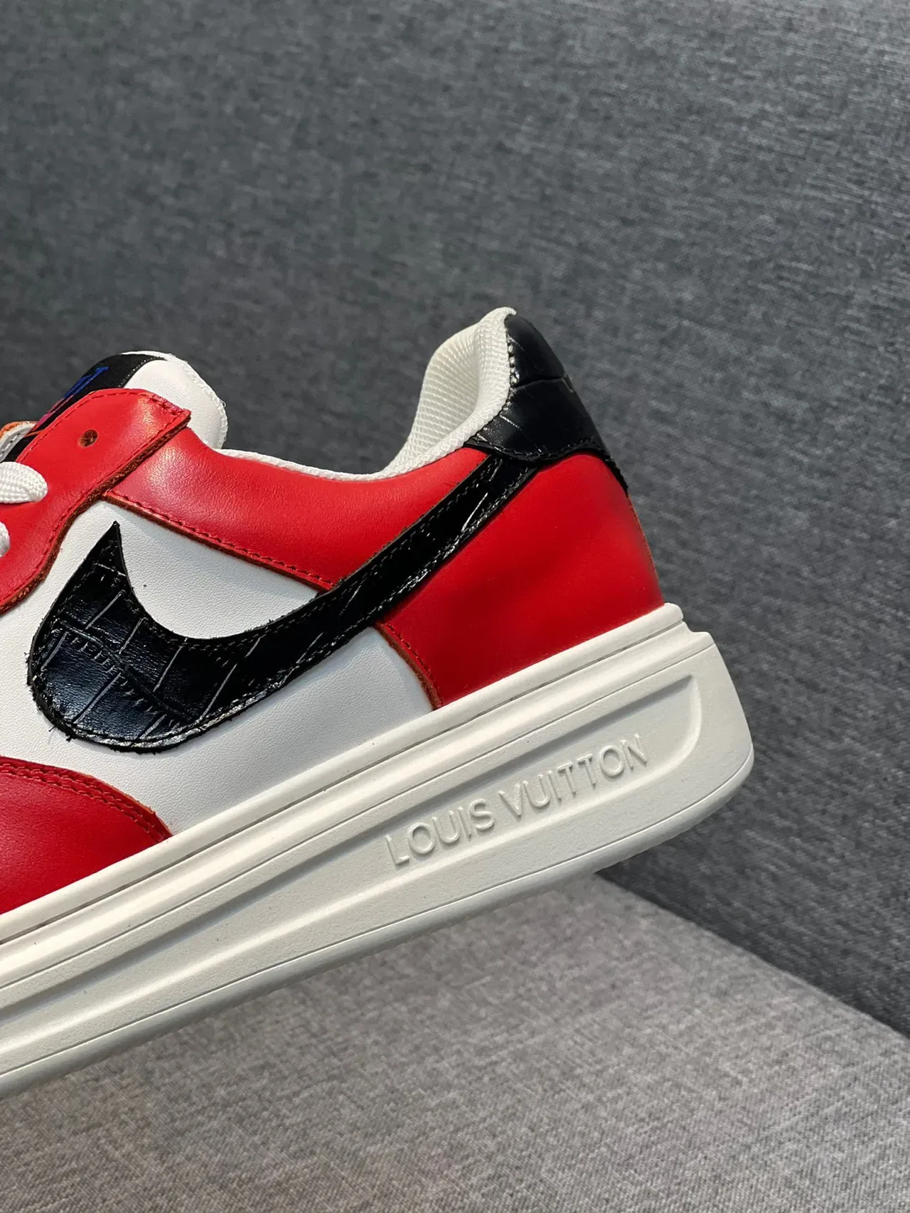Louis Vuitton Red White Color-Blocked Upper Perforated Toebox Sneakers 8