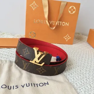 Louis Vuitton Reversible Belt Brown Red Monogram Canvas Leather Belt