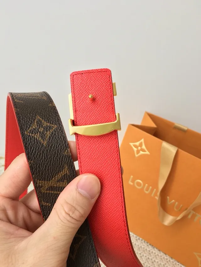 Louis Vuitton Reversible Belt Brown Red Monogram Canvas Leather Belt 2