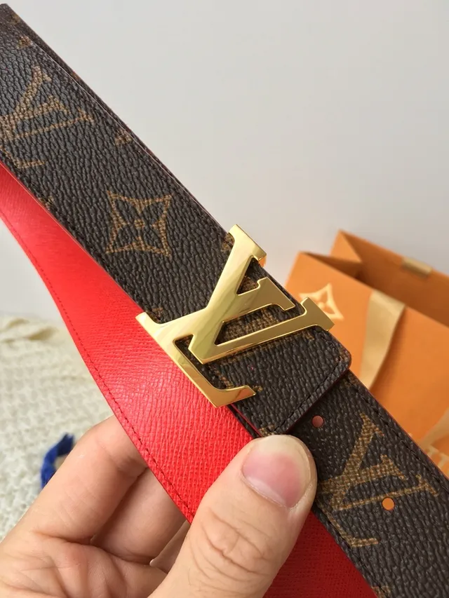 Louis Vuitton Reversible Belt Brown Red Monogram Canvas Leather Belt 3