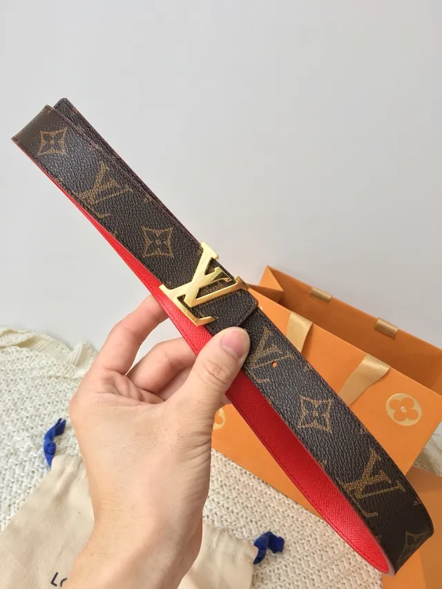 Louis Vuitton Reversible Belt Brown Red Monogram Canvas Leather Belt 4